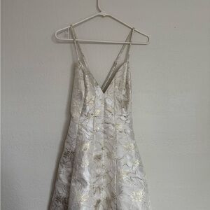 Elegant Floral Dress with Gold Accents